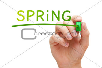 Spring Handwritten With Green Marker