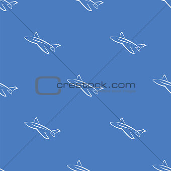 Seamless Aircraft Blue Background.
