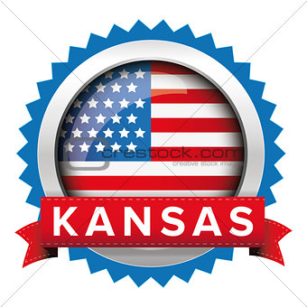 Kansas and USA flag badge vector