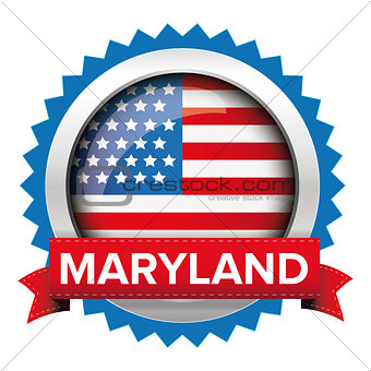 Maryland and USA flag badge vector