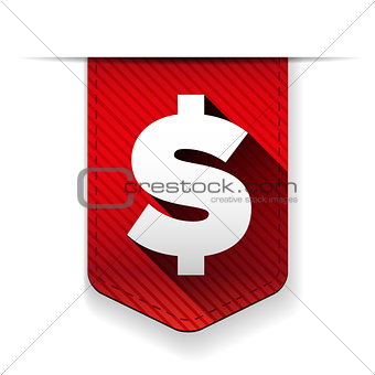 Dollar Sign Red Vector Icon ribbon