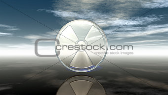 nuclear symbol under cloudy sky - 3d illustration