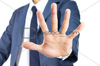 Businessman Stop Sign Hand Gesture Isolated on White Background