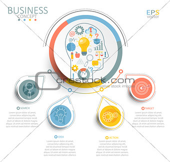 Template Infographic with 3D circles paper label.