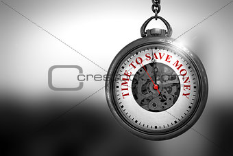 Time To Save Money on Pocket Watch Face. 3D Illustration.