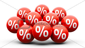 Red balls with percent - super sale
