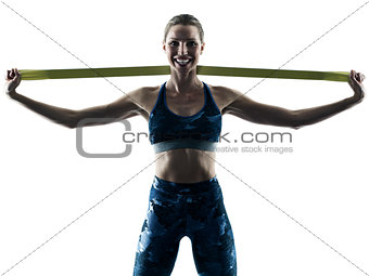 woman fitness elastic  excercises silhouette