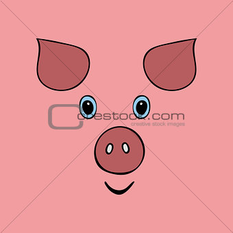 Pig cute funny cartoon head