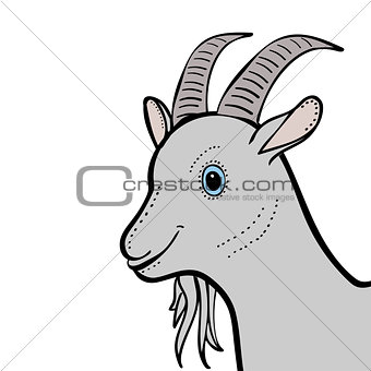 Goat cute funny cartoon head