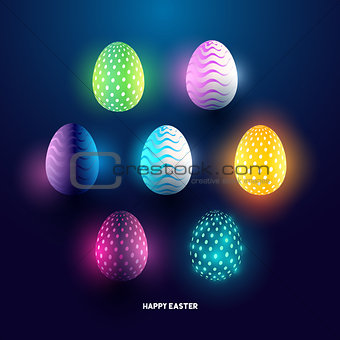 A set of glowing abstract easter egg holiday design