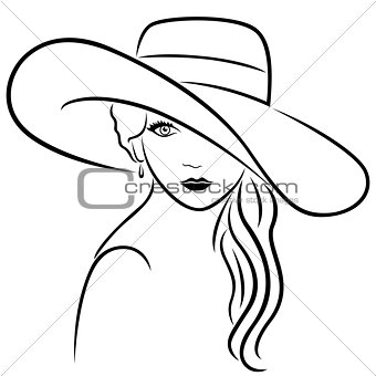 Attractive women in wide-brimmed hat