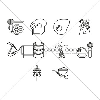 Thin line commodities icon set