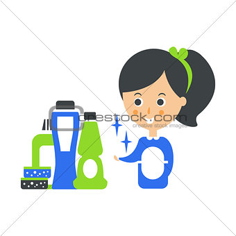 Cleanup Service Maid And Set Of Household Chemistry Products, Cleaning Company Infographic Illustration