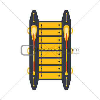 Grey And Yellow Catamaran With Two Peddles, Part Of Boat And Water Sports Series Of Simple Flat Vector Illustrations