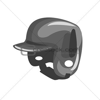 Black Plastic Helmed For Head Protection, Part Of Baseball Player Ammunition And Equipment Set Isolated Objects