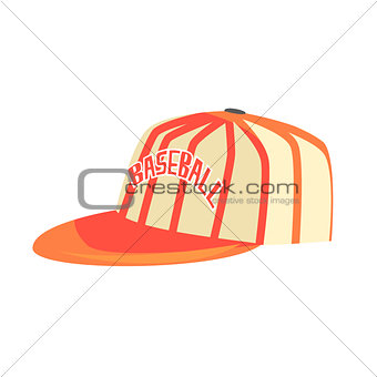 Pitcher Cap With Orange Stripes, Part Of Baseball Player Ammunition And Equipment Set Isolated Objects