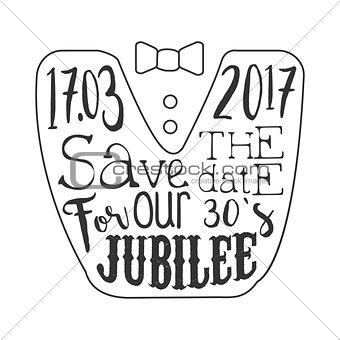 Thirty Years Jubilee Black And White Invitation Card Design Template With Calligraphic Text