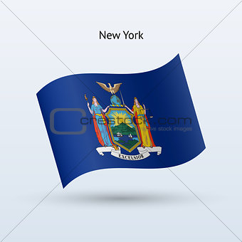 State of New York flag waving form. Vector illustration.