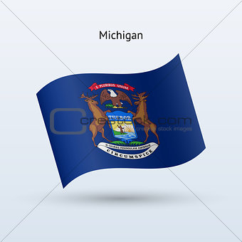 State of Michigan flag waving form. Vector illustration.