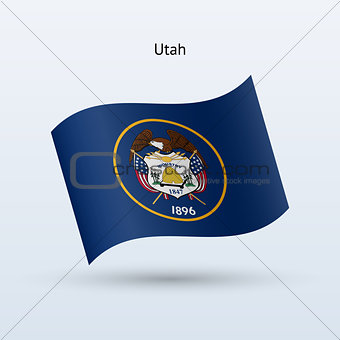 State of Utah flag waving form. Vector illustration.