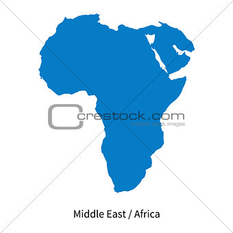 Detailed vector map of Middle East and Africa Region
