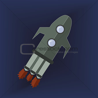 Grey Rocket in Space Icon