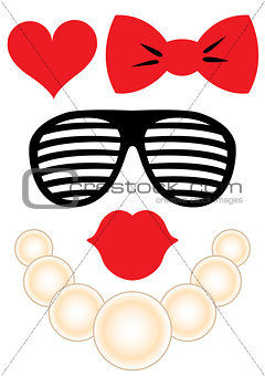 Party accessories set - glasses, necklace, lips