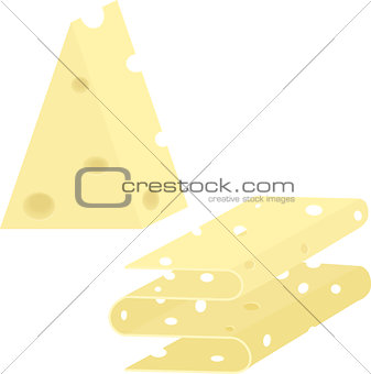 Yellow Cheese slice symbol. Logo or icion illustration