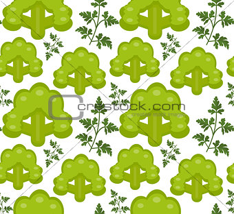 Broccoli seamless pattern. Healthy food endless background, texture. Vegetable backdrop. Vector illustration.