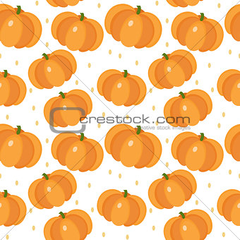 Pumpkin seamless pattern. Gourd, endless background, texture. Vegetable backdrop. Vector illustration.