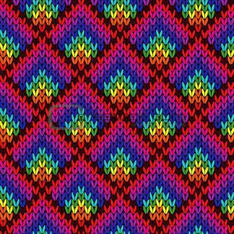 Knitting seamless colourful geometric pattern