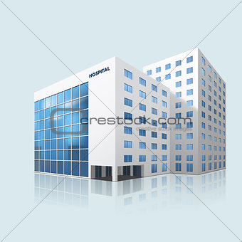 city hospital building with reflection