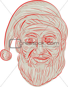 Melancholy Santa Claus Head Drawing