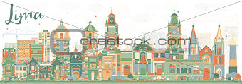 Abstract Lima Skyline with Color Buildings.