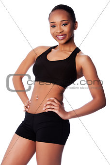 Happy healthy fit black asian woman 