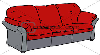 Red and gray sofa