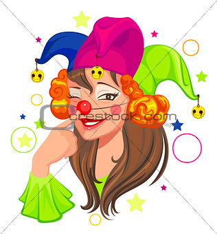 Fools Day woman clown