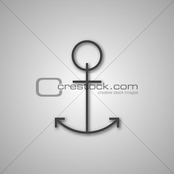 Grey anchor icon, vector illustration.