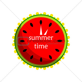 Watermelon in the form of a clock. Icon. vector