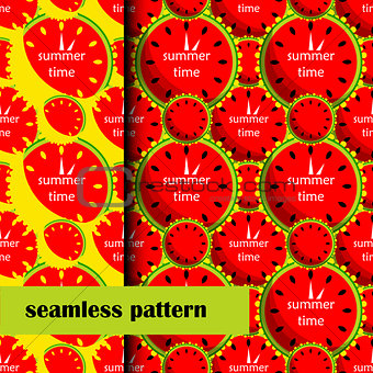 set of seamless pattern with Watermelon. vector