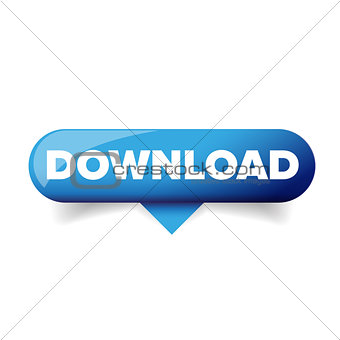 Blue Download glossy web button vector
