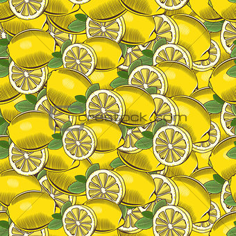 Vintage Lemon Seamless Pattern