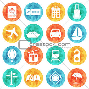 Travel and tourism icons - flat vector