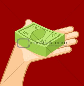 A bundle of money in hand