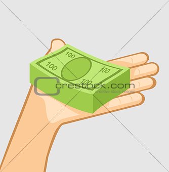A bundle of money in hand