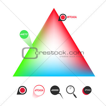 RGB color triangle and icons