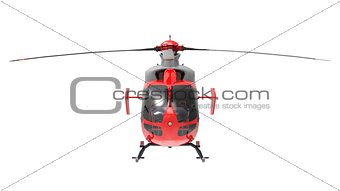 Red helicopter isolated on the white background. 3d illustration.