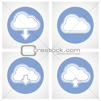 Cloud computing icon - online storage with upload and download s