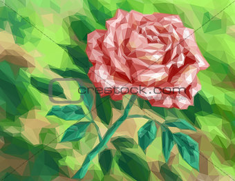 Flower Rose, Low Poly
