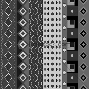 Black white seamless shapes pattern